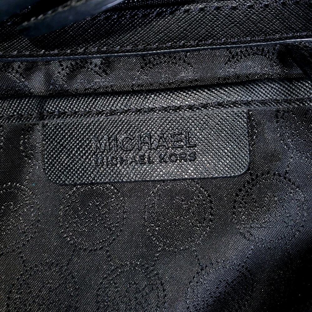 Michael Kors Hamilton Large Saffiano Leather Black Satchel Bag Gold Chain Purse - Picture 16 of 16